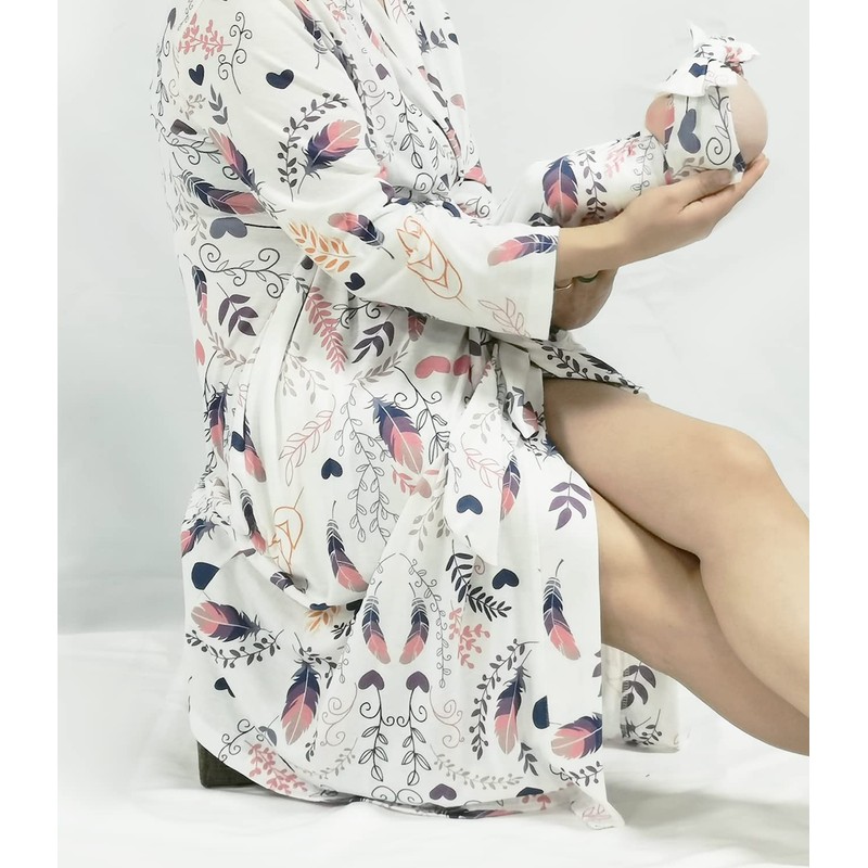 SUFEINI Maternity Robe with Matching Swaddle Set, Mommy Me Swaddle