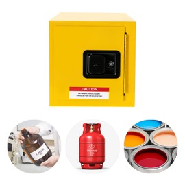 HinLIaDa 7.5L/2Gal Chemicals Safety Storage Cabinet, 13x13x13in Safety Cabinet Yellow, Safety Storage Cabinet for Flammable Liquids, Explosion Proof Cabinet for Commercial Industrial and Home Use