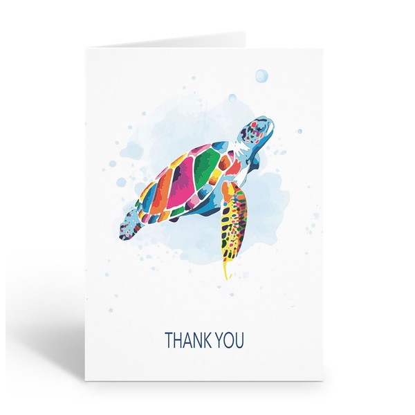 Stonehouse Collection Sea Turtle Thank You Card Set, Tropical Ocean