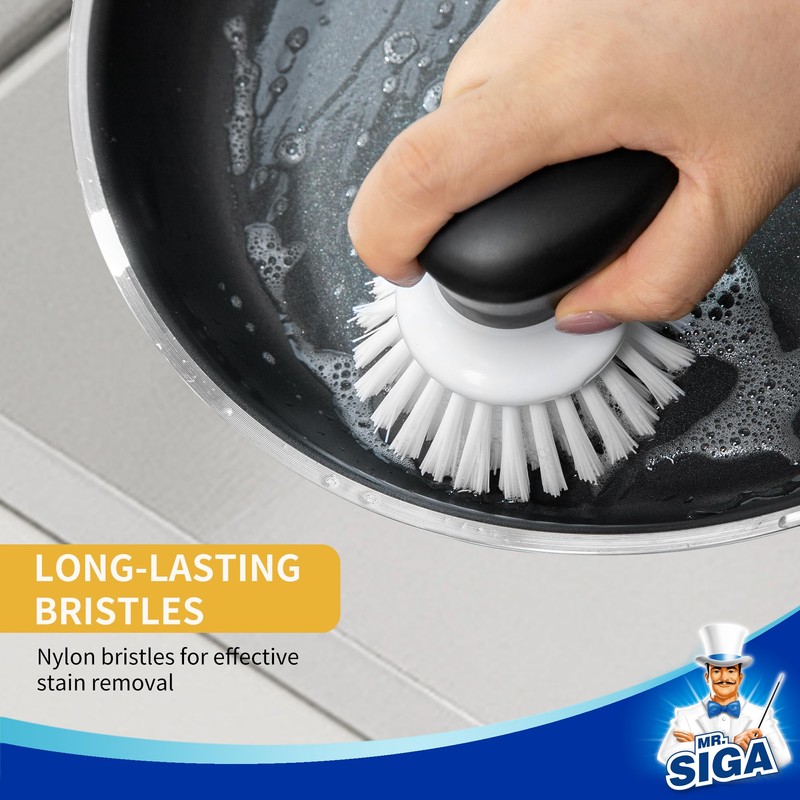 MR.SIGA Dish Scrub Brush, Palm Brush Dish Scrubber with Ergonomic