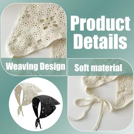 UEIOAVL Women's Fashion Headbands, kopfbedeckung damen sommer 2 Stück Damen Boho Stirnband Turban Elastisches Haartuch Dreiecks-Stirnband für Frauen und Mädchen (Schwarz, Beige)