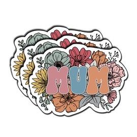 (3Pcs) Mum Cute Floral Sticker, Gift for Mom, Unique Mother Mommy Birthday Cute Sticker, Decoration Books Laptop Phone Tumbler Waterproof Vinyl Water Bottle,Gifts Nana Gigi Nonna Mimi Decals 3"x2.3"