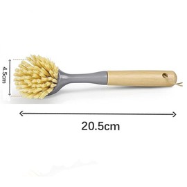 SOVYOULIVE 2 Pack Kitchen Dish Brushes with Bamboo Handle and Built-in Scraper, Scrub Brush for Cleaning Pans, Pots, Sink and Counter