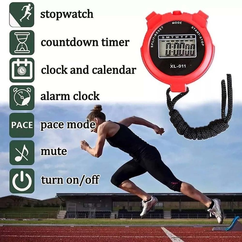 Digital Sports Stopwatch Timer Lap Large Display Interval Training Digital