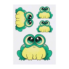 Azeeda 4 x 'Molliger Frosch' Temporäre Tattoos - Wasserfest, Hautfreundlich & Ungiftig · Transfers in Verschiedenen Größen (TO00075444)