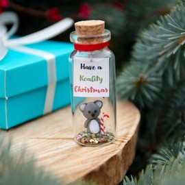 Christmas Decorative Jar With Miniature Koala Inside Friendship Holiday Gift idea Animal Keepsake for him or her