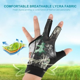 Zerone Billiards Gloves 3-Finger Snooker Pool Cue Glove Billiards Shooters Glove for Men Women(M-Camouflage)