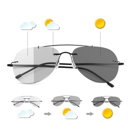 MIRYEA Photochromic Progressive Multifocus Reading Sunglasses Transition UV400 Sun Readers Blue Light Blocking Glasses