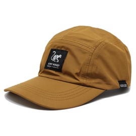 Surf Monkey 5 Panel Sport Cap - Camper Cap - Recycled Polyester - Waterproof - Fluorine-Free DWR, Earth, One Size
