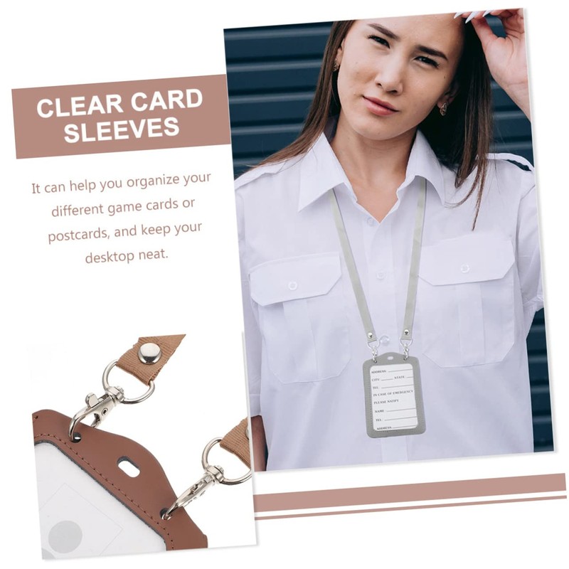 CAXUSD 2pcs Vertical Id Card Holder Clear Sleeve Anti-Scratch Working