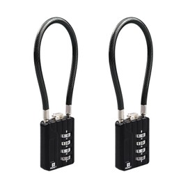 RESET -204 4-digit combination lock with 10 cm wire rope, 5 mm diameter cable, high security lock, suitable for luggage, weapon case, tool box, helmet, pack of 2