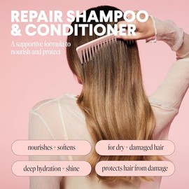 MONDAY HAIRCARE Juego de champú y acondicionador reparador (12 onzas) para cabello seco a dañado hecho con queratina, aceite de coco, manteca de karit