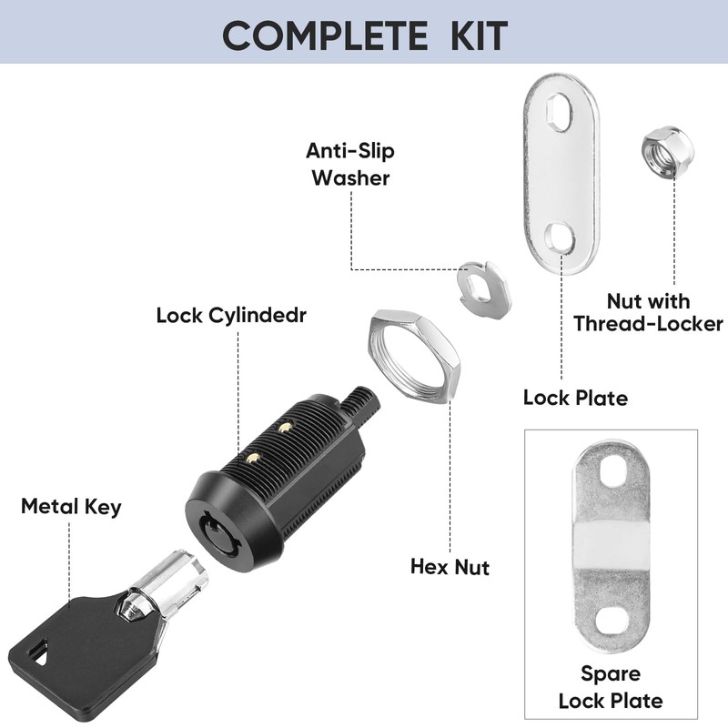 PTEROMY 2 Pack Cabinet Lock with Keys, 5/8'' Heavy Duty