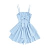 SHENHE Girl's Summer Romper Spaghetti Strap Tie Back Bow Layered