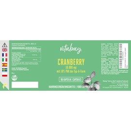 Cranberry Extract Pac (10,000 mg 10% Proant Hocya Nididen – 90 Vegan Capsules