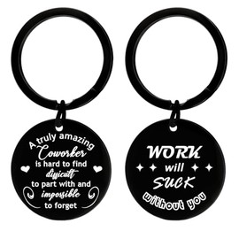 Nfyxcaz Coworker Keychain: 'Work Will Without You' - Stainless Steel, Black - Keychain for Women (Working) - Appreciation Gift for Colleagues, Staff, Retirement, Christmas, Birthday