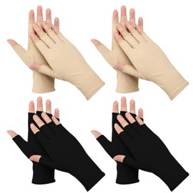 SAIIURV 4 Pairs UV Sun Protection Gloves, UV Gloves for Gel Nails Lamp, Summer Women Fingerless Driving Non Slip Ice Silk Sunblock Mittens, Riding Cycling Hiking Fishing (4 Pairs)