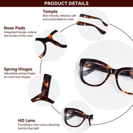 ZESAKER Oversized Reading Glasses for Women Men Trendy Large Frame Blue Light Blocking Readers with Spring Hinges Stylish Computer Readers Glasses Eyewear (Brown Tortoise,2.0)