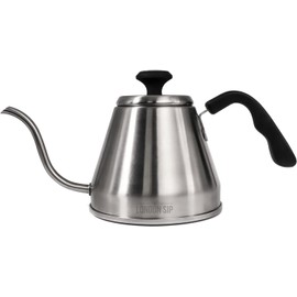 London Sip RiteTemp Gooseneck Kettle with Thermometer, Thin Spout Ideal for Pour-Over Coffee Brewing, Brushed Stainless Steel, 1200 mL