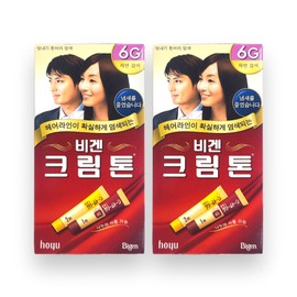 Gray hair, gray hair, fashionable dyeing, Bigen cream tone 6G, natural brown, 40g x 2 / 새치머리 흰머리 멋내기 염색 비겐크림톤 6G 자연갈색 40g x 2개