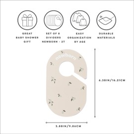 3 Sprouts Baby Closet Dividers Set of 8 - Baby Clothes Organizer & Wardrobe Hanger - Nursery Infant Closet Organizer for Baby Clothing by Size or Age from Newborn to Toddler Boy & Girl - Olive