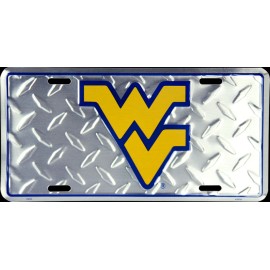 Unbranded West Virginia Mountaineers Diamond Football 6"x12" Aluminum License Plate Tag