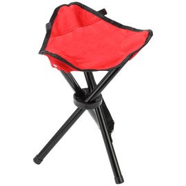 KKONHII Travel Folding Camping Stool, 17.7 Inch Outdoor Tripod Seat Portable Fishing Chair Sturdy Three Legged Stool with Carry Strap for Camping Party Hiking Golf Mountaineering Picnic Beach, Red