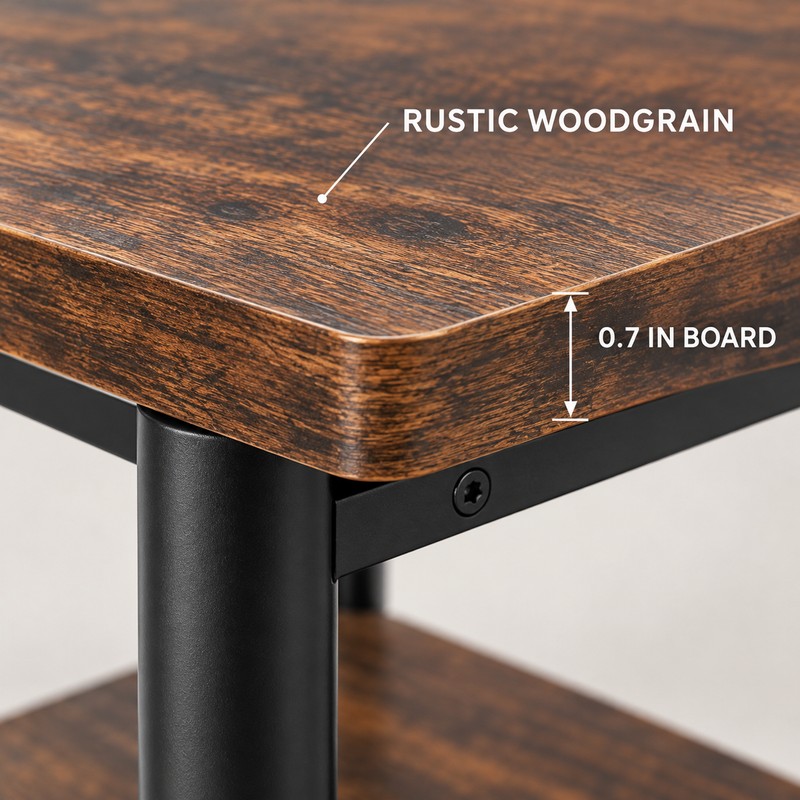 2 Tier Rolling Under Desk Printer Stand, 19.5 Inch Rustic