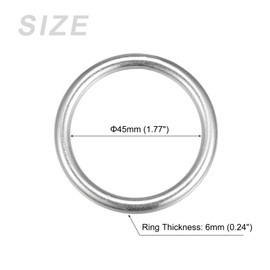 METALLIXITY 316 Stainless Steel O Rings (45x6mm) 1pcs, Welded Round Ring - for Ropes, Hanging Objects