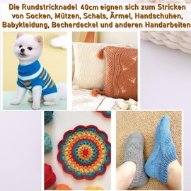 Circular Knitting Needles 40 cm, 9 Pieces Stainless Steel Circular Knitting Needle Set 2.5-10 mm Short Circular Knitting Needle for Beginners, Sock Knitting Needles Crochet Hook for Socks Hat Sleeves