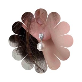 Yheakne Boho Crystal Pearl Dangle Earrings Silver Pearl Drop Earrings Pearl Rhinestone Stud Earrings Cz Pearl Earrings Jewelry for Women and Girls（Pearl1）