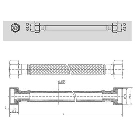 JOKOU Water Supply Flexible Pipe Hose Attachment, 23.6 inches (60 cm), Set of 2, For Connection, Flexible Hose, Water Pipe, Extension For Plumbing, G1/2 Nut
