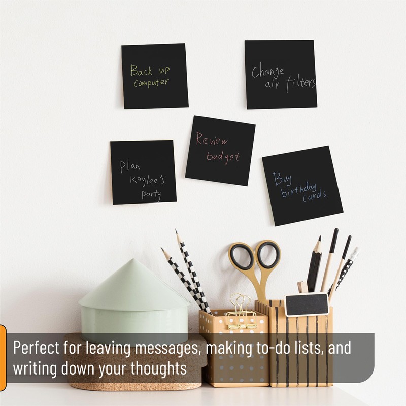 Mr. Pen- Sticky Notes, 3"x3", 12 Pads, 600 Sheets, Black,