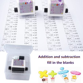 5PC Roller Digital Teaching Stamp,Addition, Subtraction, Multiplication Division and Fill in The Blank Roller Stamp， Teaching Math Practice Questions for Preschool Kindergarten Homeschool Supplies