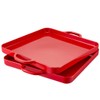 HSDT Square Serving Trays with Handles Melamine Red 12.5x12.5 Inch