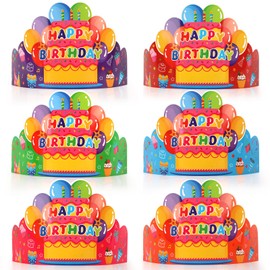 Abilat 30 Pack Birthday Crowns for Kids Classroom Happy Birthday Hats Colorful Party Paper Crowns for Teachers Students School Party Supplies