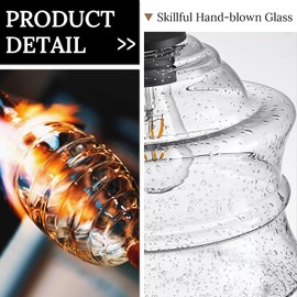 FookChak Seeded Glass Pendant Lights Black 10'' Farmhouse Ceiling Pendant Lighting Kitchen Island Large Industrial Oasis Clear Glass Island Hanging Light for Entryway Hallway Breakfast Dining Table