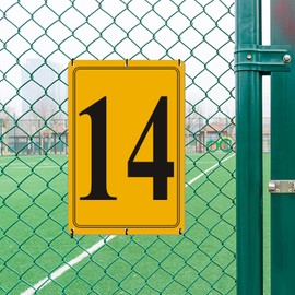 i-CowFun Premium Aluminum Number Signs 14, Metal 12" X 8" Yellow Numbered Signs Outdoor for Parking Lots, Floor, Dock, Court, Aisle, Field, High Visibility, No Fade, Weather-resistant