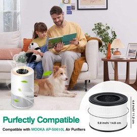Luripid AP-S0610L Filter Replacement, Compatible with AP-S0610L Air Purifier, 3-Stage Filtration System, 3-in-1 H13 Filter and Activated Carbon Filter, 2 Pack