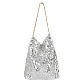 Meliyya Sequin Shopper Tote Bag Shoulder Bag Shiny Shoulder Bag Bag for College Party Everyday, B08150-silver