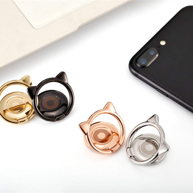 Smartphone Ring, Cute Cat Ears, Magnet, Drop Prevention Ring, Thin,