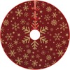 Christmas Tree Skirt 36 Inches(90cm), Gold Snowflakes Red Tree Skirt,