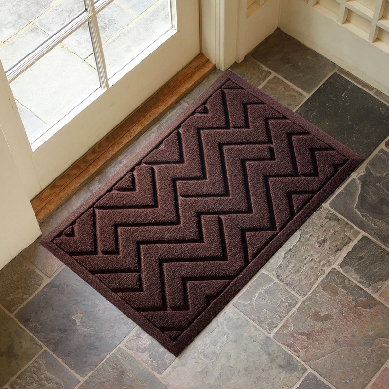 VivaNest Coffee Brown Geometry Outdoor Indoor Entrance Doormats, Absorbent Durable