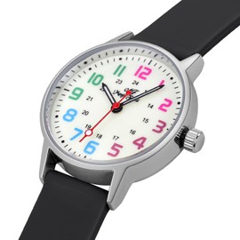 ManChDa Women's Silicone Watch with Second Hand, Luminous, 24 Hours, Simple, Colorful, Easy to Read, Medical Nurse Watch, Black