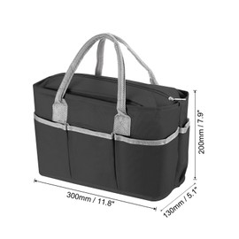 PATIKIL Lunch Box for Women/Men, Insulated Lunch Bag Leakproof Tote Bag with Pocket Reusable Lunch Container for Work Picnic Outdoor 11.8"x5.1"x7.9", Black
