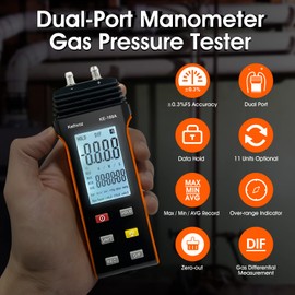 HVAC Manometer Digital Gas Pressure Gauge, Kethvoz Differential Pressure Meter 189A Monitor Air Flow Pressure ±13.79 kPa±2.000Psi with Data Logging, Zero-Out, Backlit LCD Dispaly