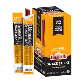 Johnsonville Summer Sausage Snack Sticks - Gluten Free Protein Snacks, Jerky Snack Packs - Cheddar, 1 oz., 24-Pack