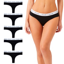 French Connection Cotton Thongs For Women – Pack of 5 Ladies Thongs – Soft, Stretchable, and Comfortable Knickers (Small)