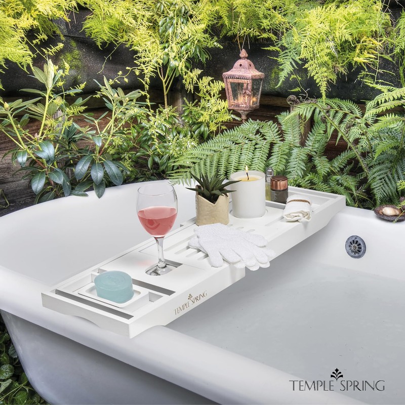 Temple Spring Wooden Bathtub Tray, Bamboo Bathroom Accessories, Bath Tray