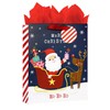 LEAYUGF 13" Large Navy Blue Christmas Gift Bag with Tissue